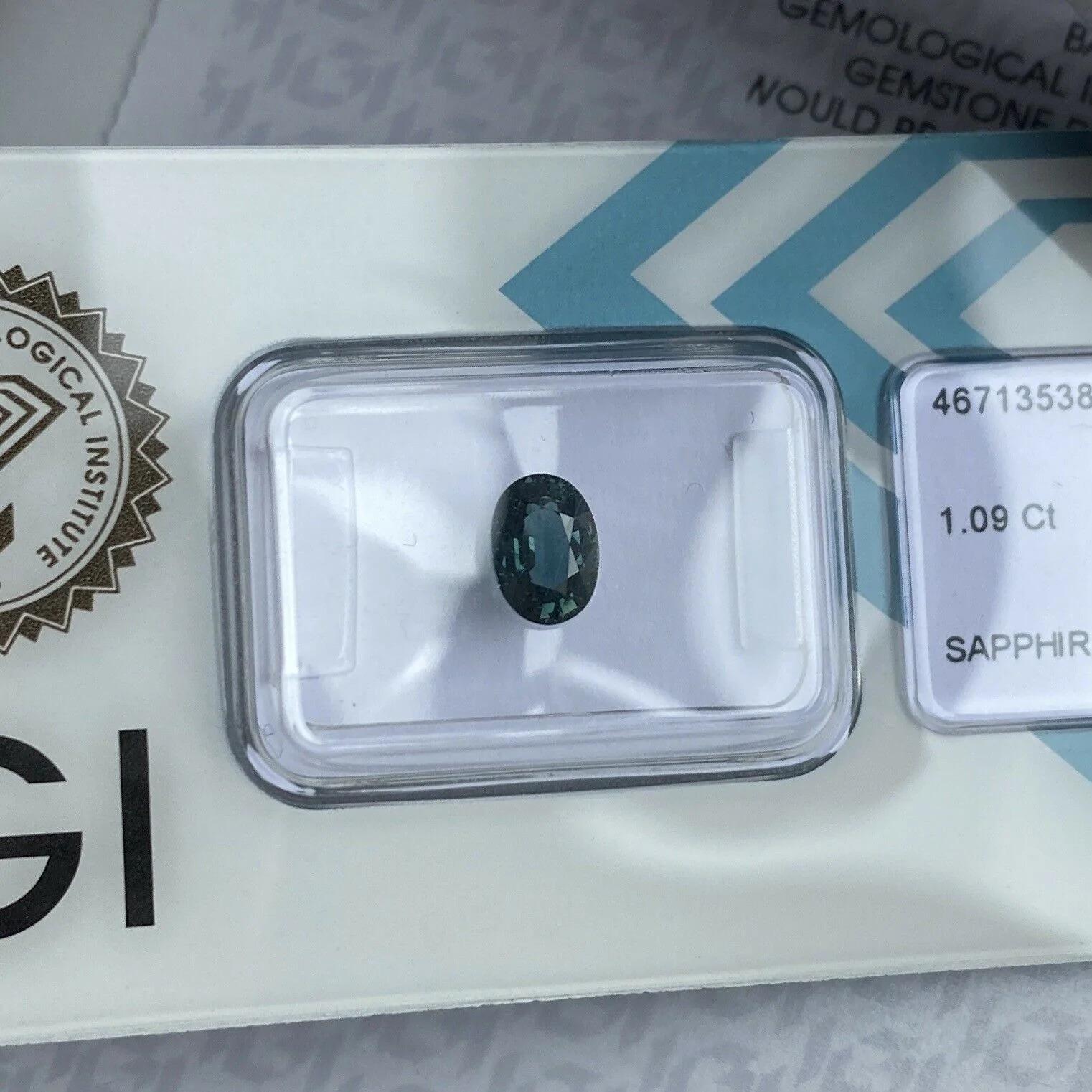 Australian 1.09ct Untreated Deep Green Blue Teal Sapphire Oval Cut IGI Certified In New Condition In Birmingham, GB