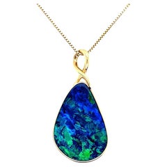 Australian 11.19 Opal Doublet Pendant in 18K Yellow Gold