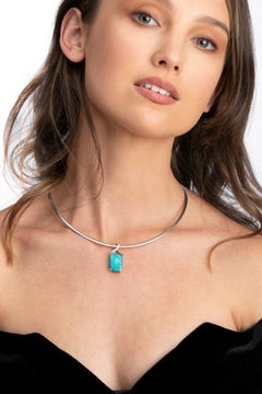 Natural Australian 11.44ct Boulder Opal Diamond Pendant in 18K White Gold