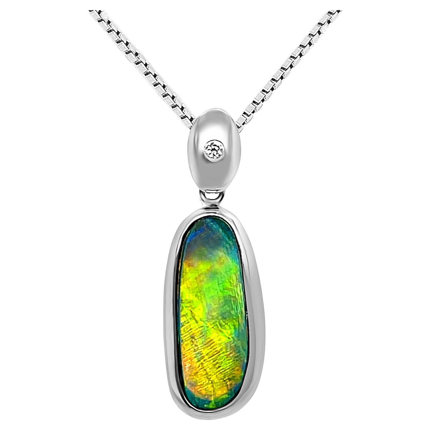 Petra Class Handmade Link Chain Australian Opal Doublet Gold Pendant