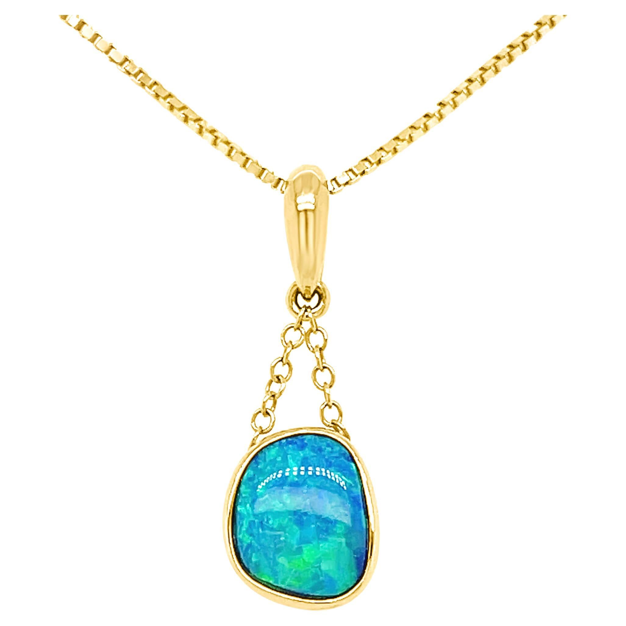 Australian 4.47ct Black Opal Diamonds Pendant Necklace in 18K White