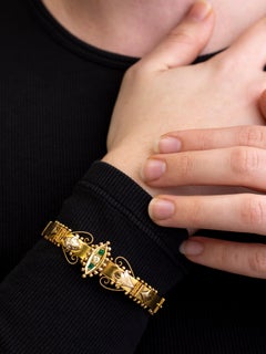 Australian, 15 Karat Gold, Diamond & Emerald Bangle