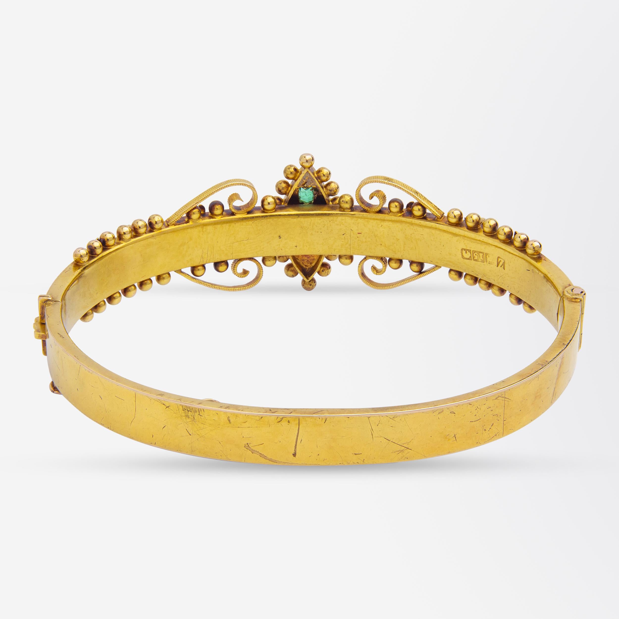 Australischer Armreif aus 15 Karat Gold, Diamant und Smaragd im Zustand „Gut“ im Angebot in Brisbane City, QLD