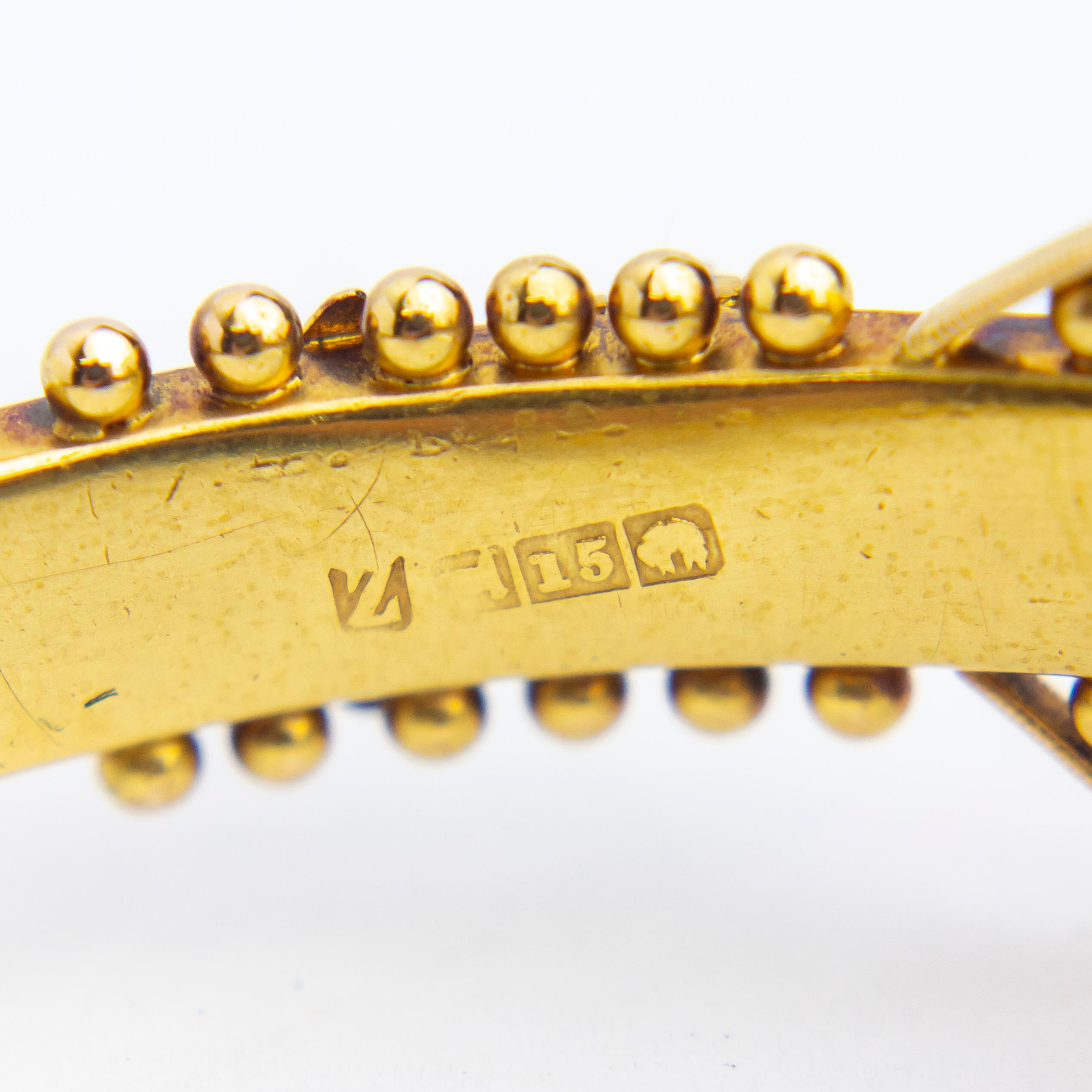 Australischer Armreif aus 15 Karat Gold, Diamant und Smaragd im Angebot 1