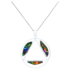 Australian 1.67ct Boulder Opal, Diamond & Platinum Necklace
