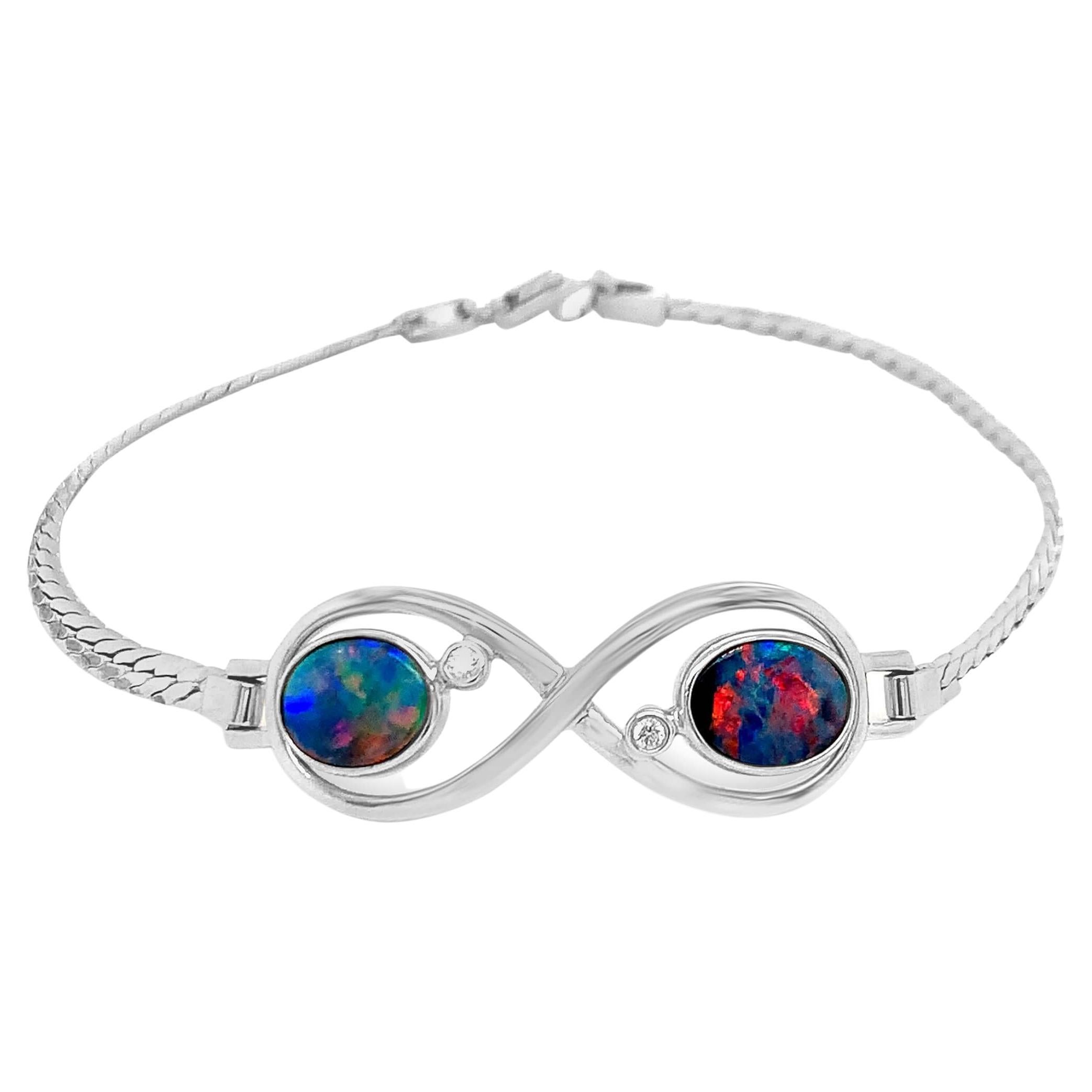 Australian 1.75 Opal Doublet Bracelet in 18K White Gold