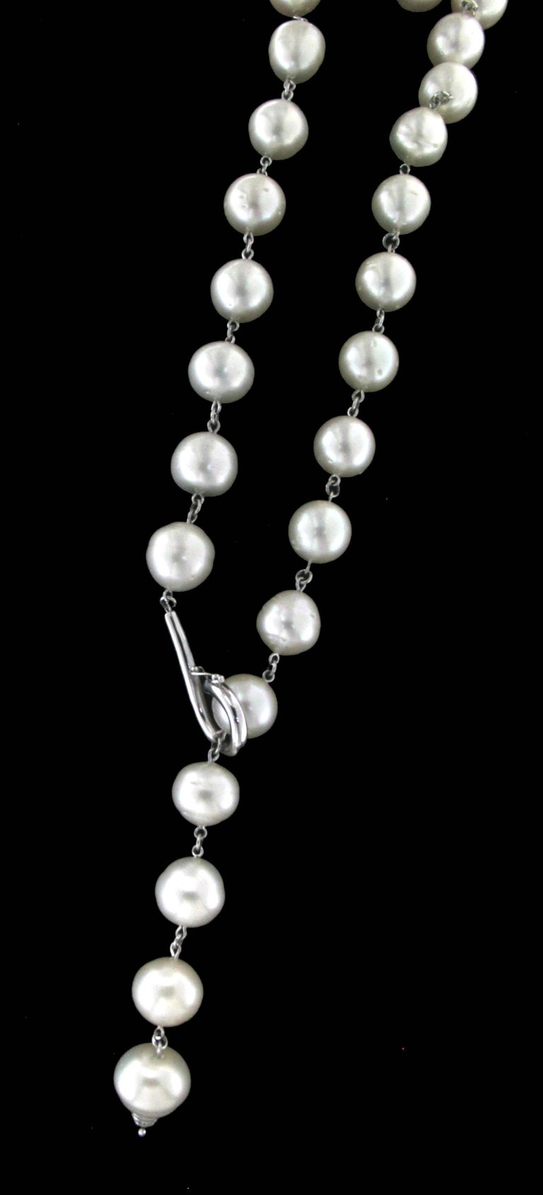 Australian 18 Karat White Gold Pearls Bead Necklace For Sale at 1stdibs