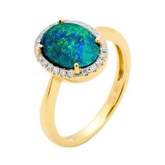 Australian 2.36ct Black Opal Cocktail Ring in 18K Yellow Gold