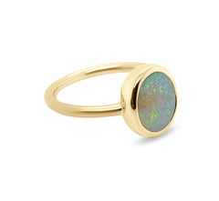 Natürlicher unbehandelter australischer 2,49 Karat Boulder-Opal-Ring aus 18K Gelbgold