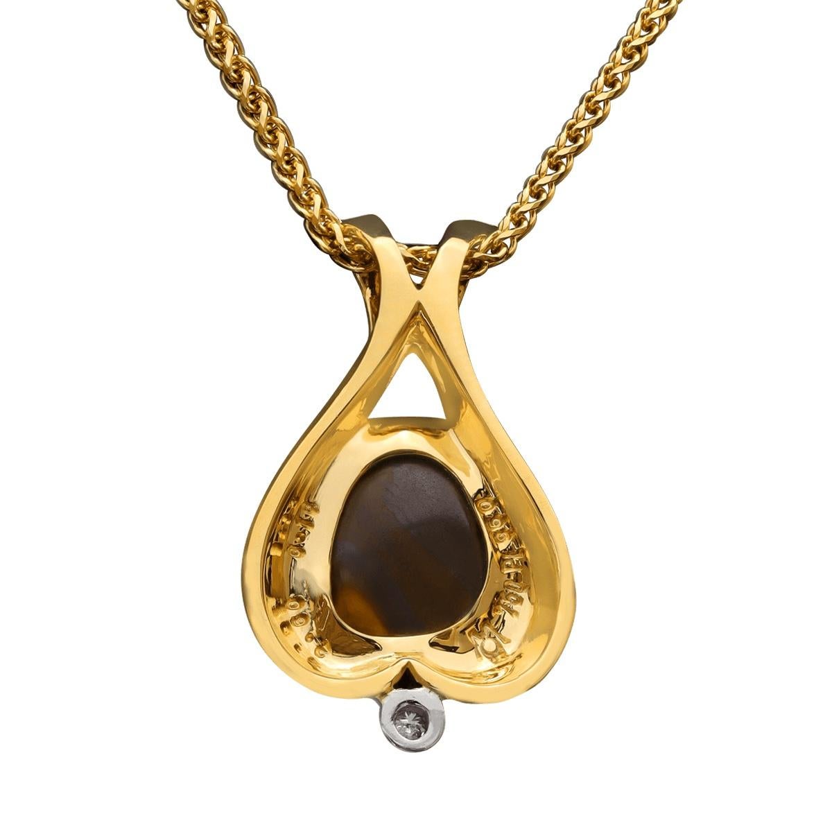 Halskette aus 18 Karat Gold und Platin mit australischem 2,60 Karat Boulder-Opal, Diamant im Zustand „Neu“ im Angebot in MAIN BEACH, QLD