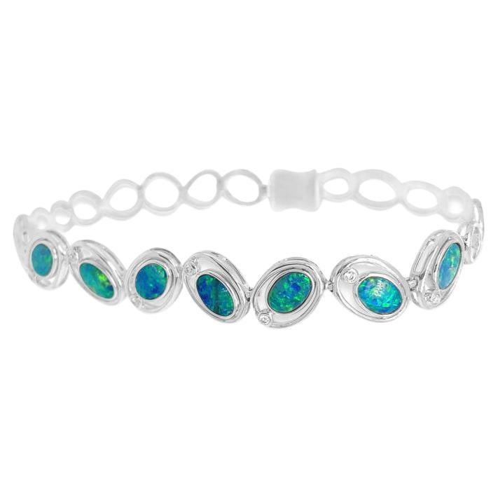 Australian 2.7ct Opal Doublet Bracelet in 18K White Gold