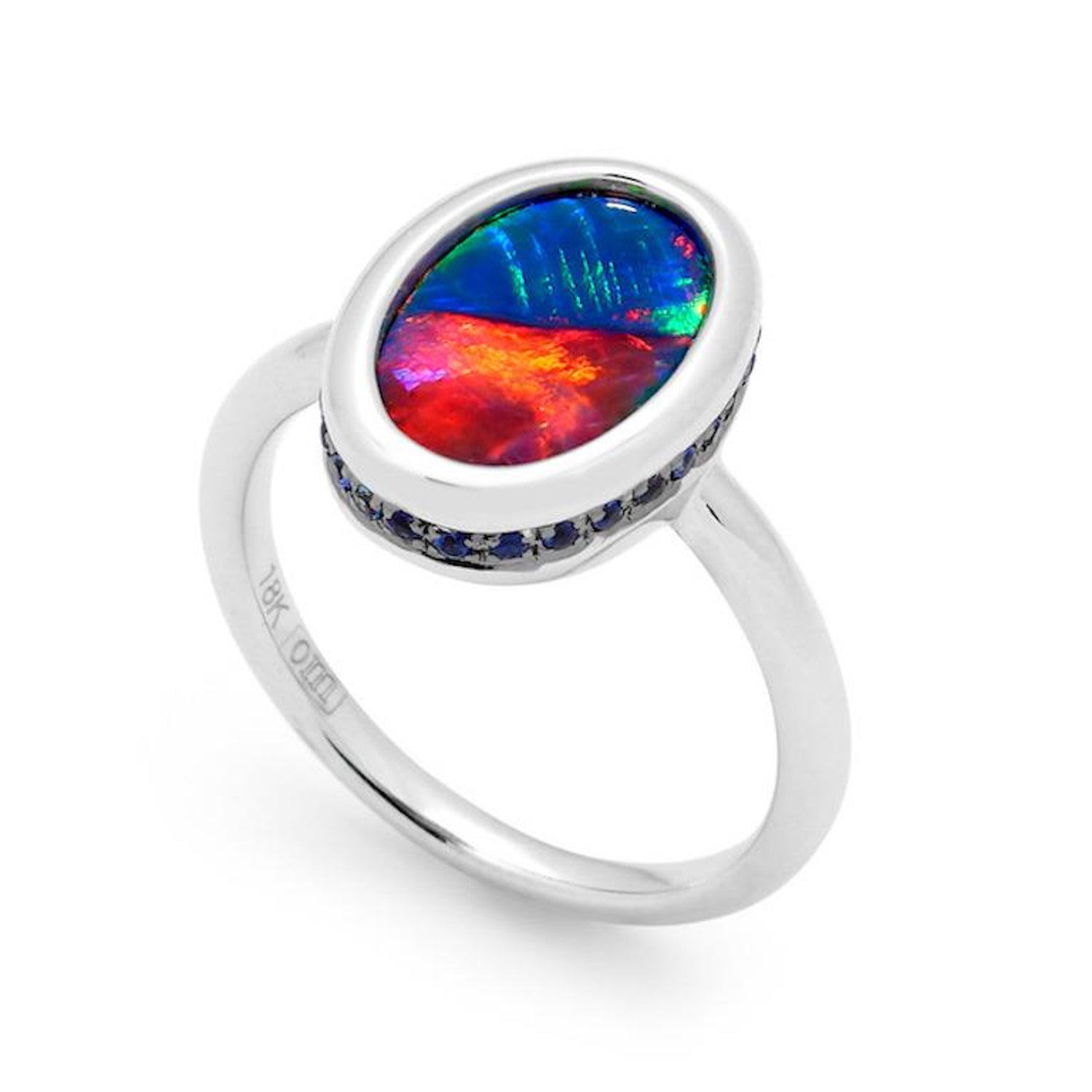Natural Untreated Australian 2.83ct Black Opal Ring 18 Karat White Gold For  Sale at 1stDibs