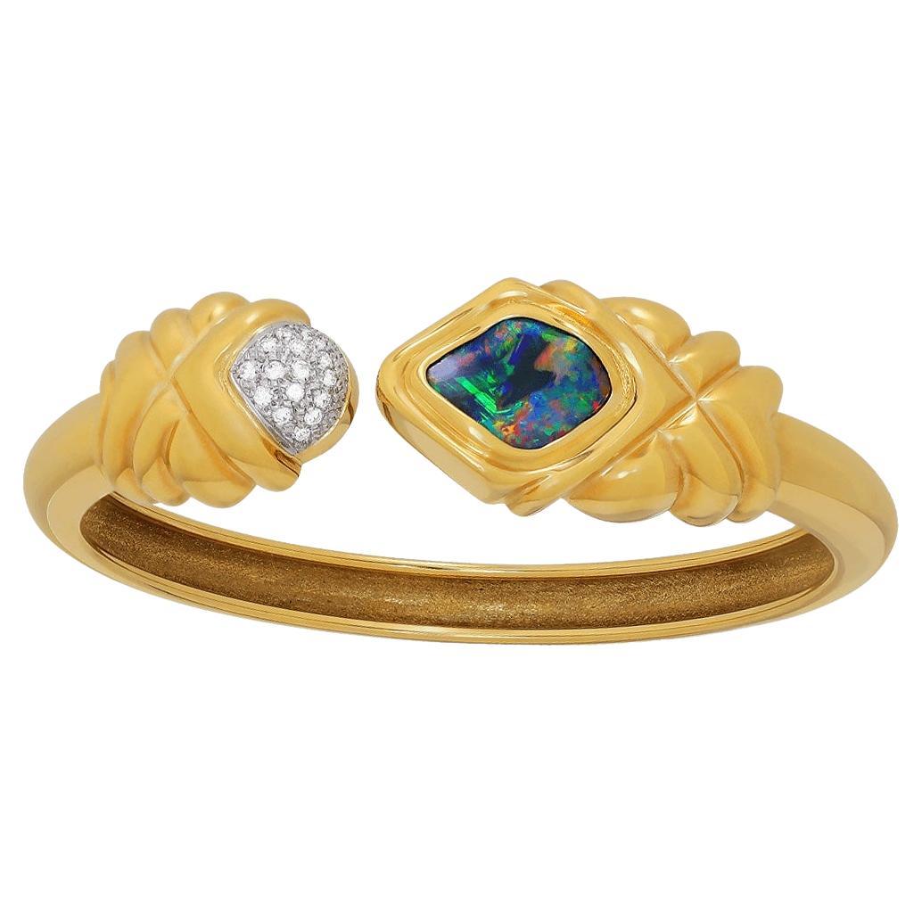 Australisches Armband aus 18 Karat Gold und Platin mit 3,00 Karat Boulder-Opal, Diamant im Angebot