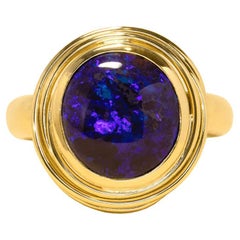 Australian 3.01ct Black Opal & 18k Gold Ring