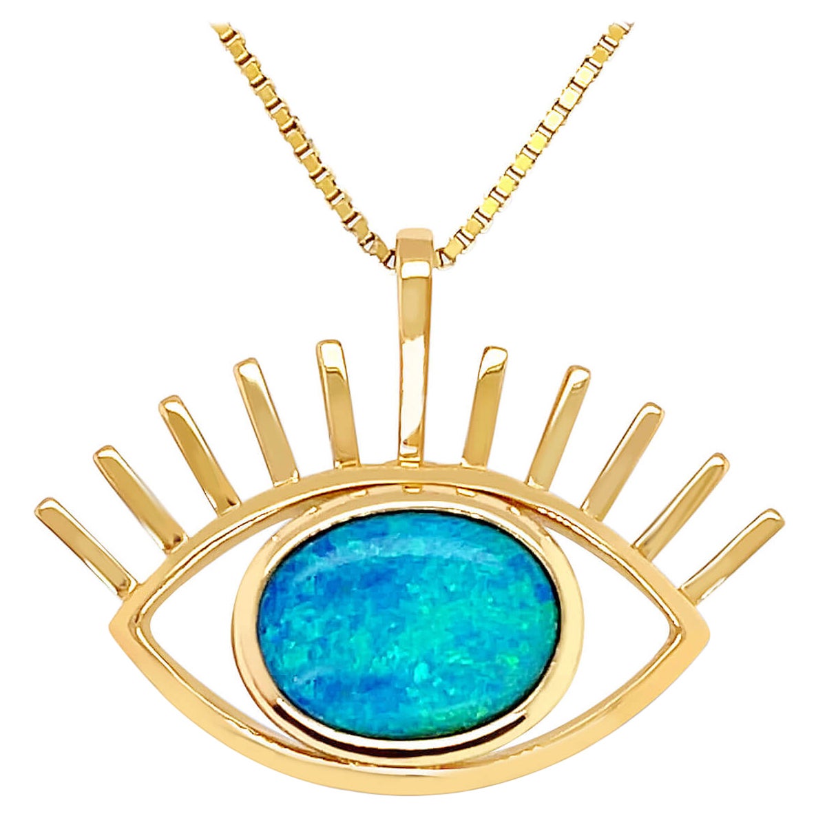 Australian 3.20ct Opal Doublet Pendant Necklace 18 Karat Yellow Gold