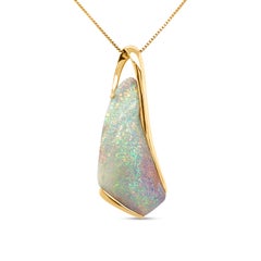 Natural Untreated Australian 32.73ct Boulder Opal Pendant Necklace 18K Gold