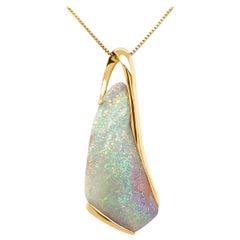 Collier pendentif en or 18 carats avec opale de roche australienne naturelle non traitée de 32,73 carats