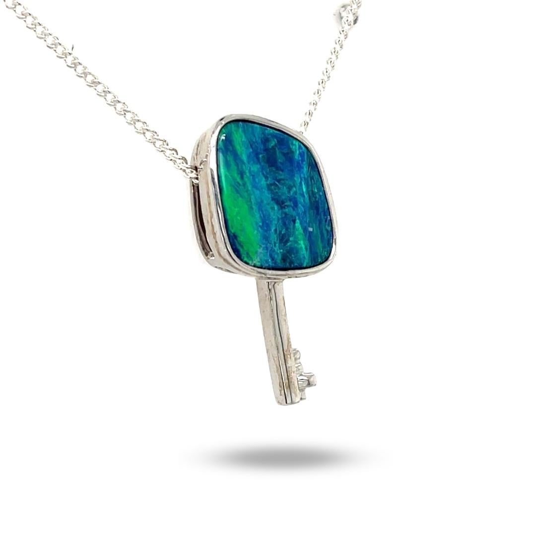 Cabochon Australian Premium Quality 3.44ct Opal Doublet Pendant in Sterling Silver