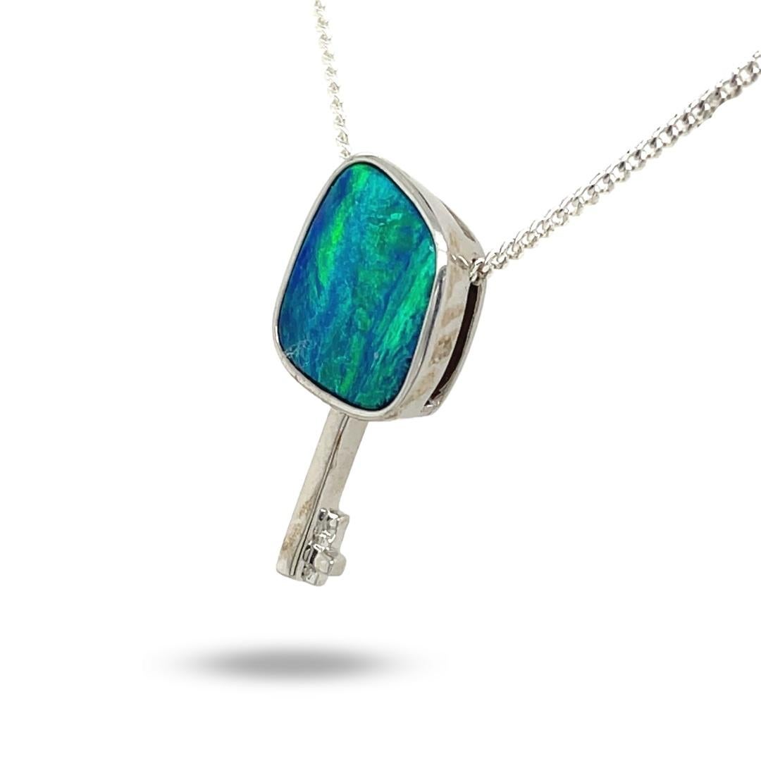 Australian Premium Quality 3.44ct Opal Doublet Pendant in Sterling Silver In New Condition In Sydney, AU