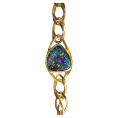 Australian 3.72ct Boulder Opal & 18K Gold Bracelet