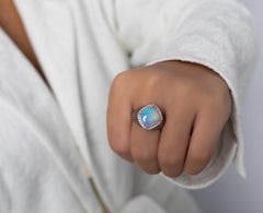 Natürlicher unbehandelter australischer 3,99 Karat Boulder-Opal-Ring aus 18K Weißgold
