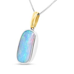 Australian 6.33ct Boulder Opal Pendant Necklace in 18K Yellow Gold