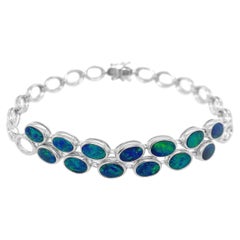 Australian 6.44ct Opal Doublet Bracelet in 18K White Gold