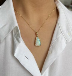 Australian 6.60ct Boulder Opal Pendant Necklace in 18k Yellow Gold