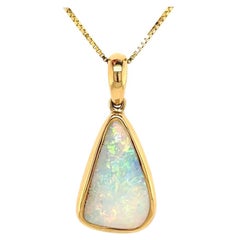 Australian 6.60ct Boulder Opal Pendant Necklace in 18k Yellow Gold