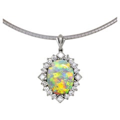 Australische Halskette aus Platin mit 7,86 Karat Kristall-Opal, Diamant und Platin