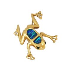 Australian 8.01ct Boulder Opal, Emerald & 18K Gold Brooch