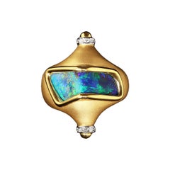 Australischer australischer 8,03 Karat Boulder-Opal, Diamant, 18K Gold &amp;amp; Platin Ring