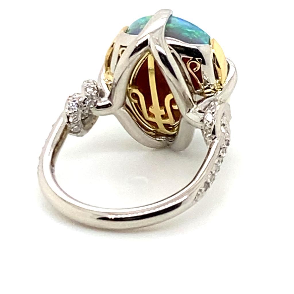 Australian 8.10ct Black Opal Ring with Diamonds, Platinum & 18ct Gold 1