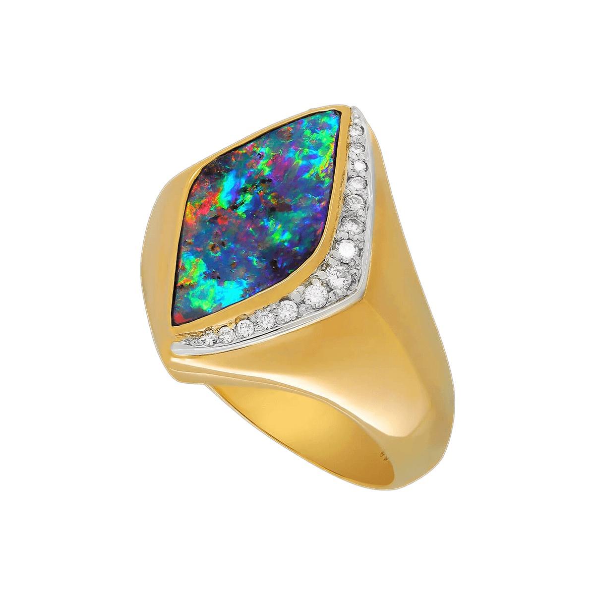 australian boulder opal and diamonds set in 18kt gold
