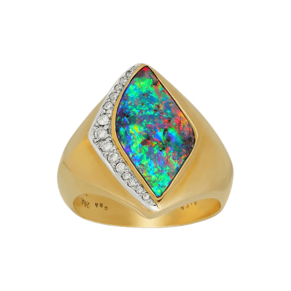 australian boulder opal and diamonds set in 18kt gold