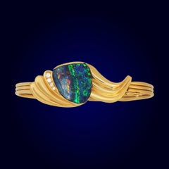 Australischer 9,59ct Boulder Opal, Diamant & 18K Gold Armband