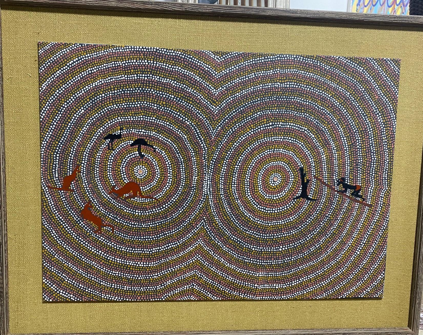 Tribal Art aborigène australien Barbara Charles Napaltjarri - Peinture de chasse de rêve en vente