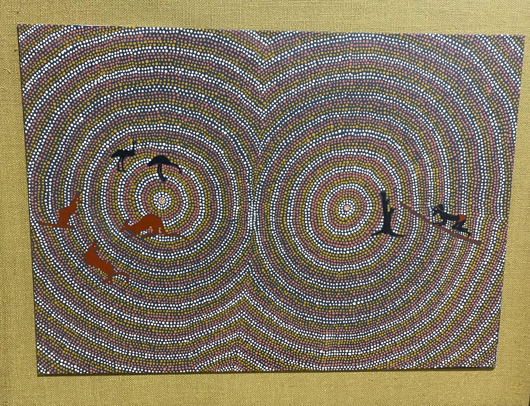 Hand-Painted Australian Aboriginal Art Barbara Charles Napaltjarri Hunting Dreaming Painting For Sale