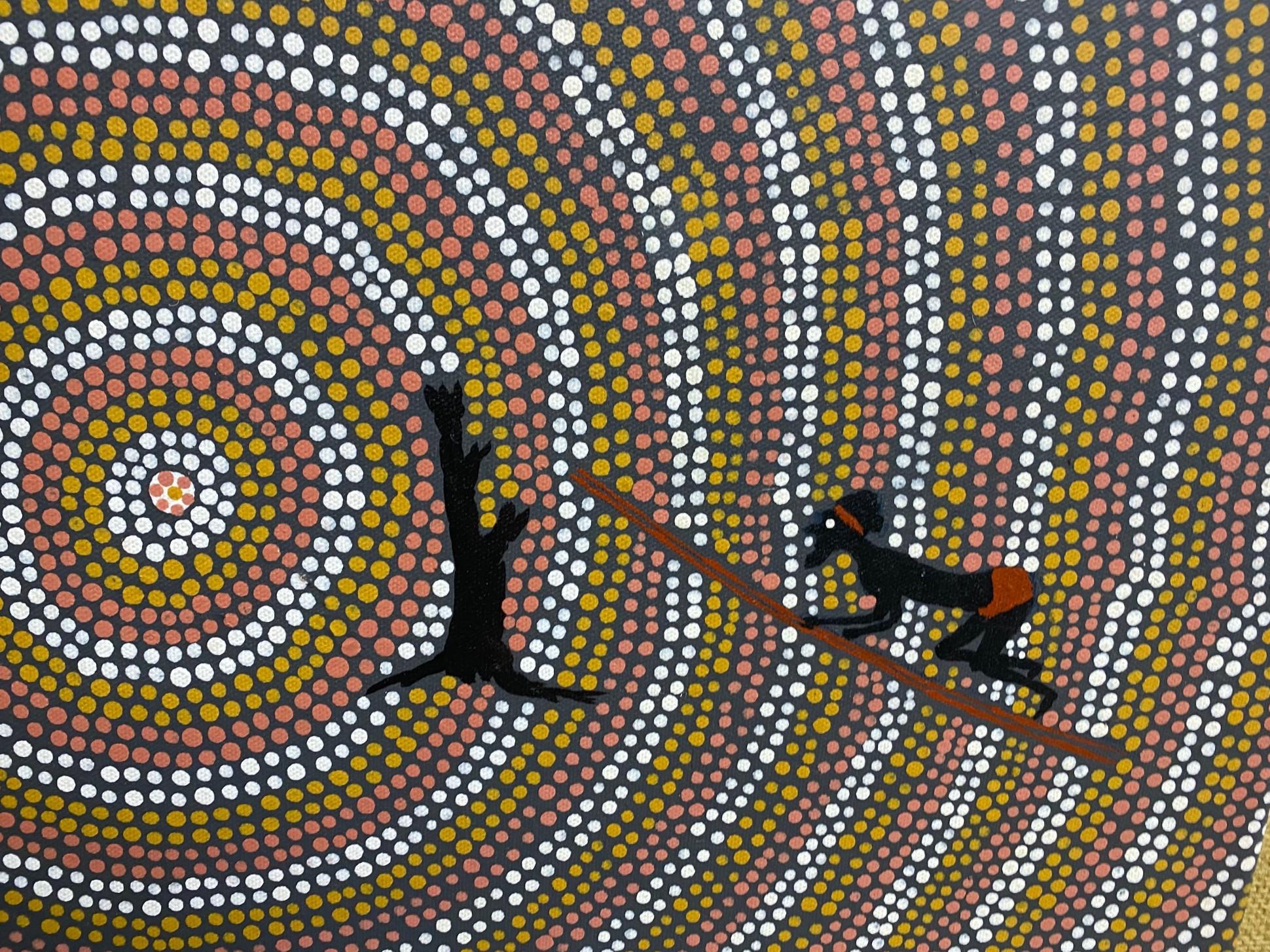 Late 20th Century Australian Aboriginal Art Barbara Charles Napaltjarri Hunting Dreaming Painting For Sale