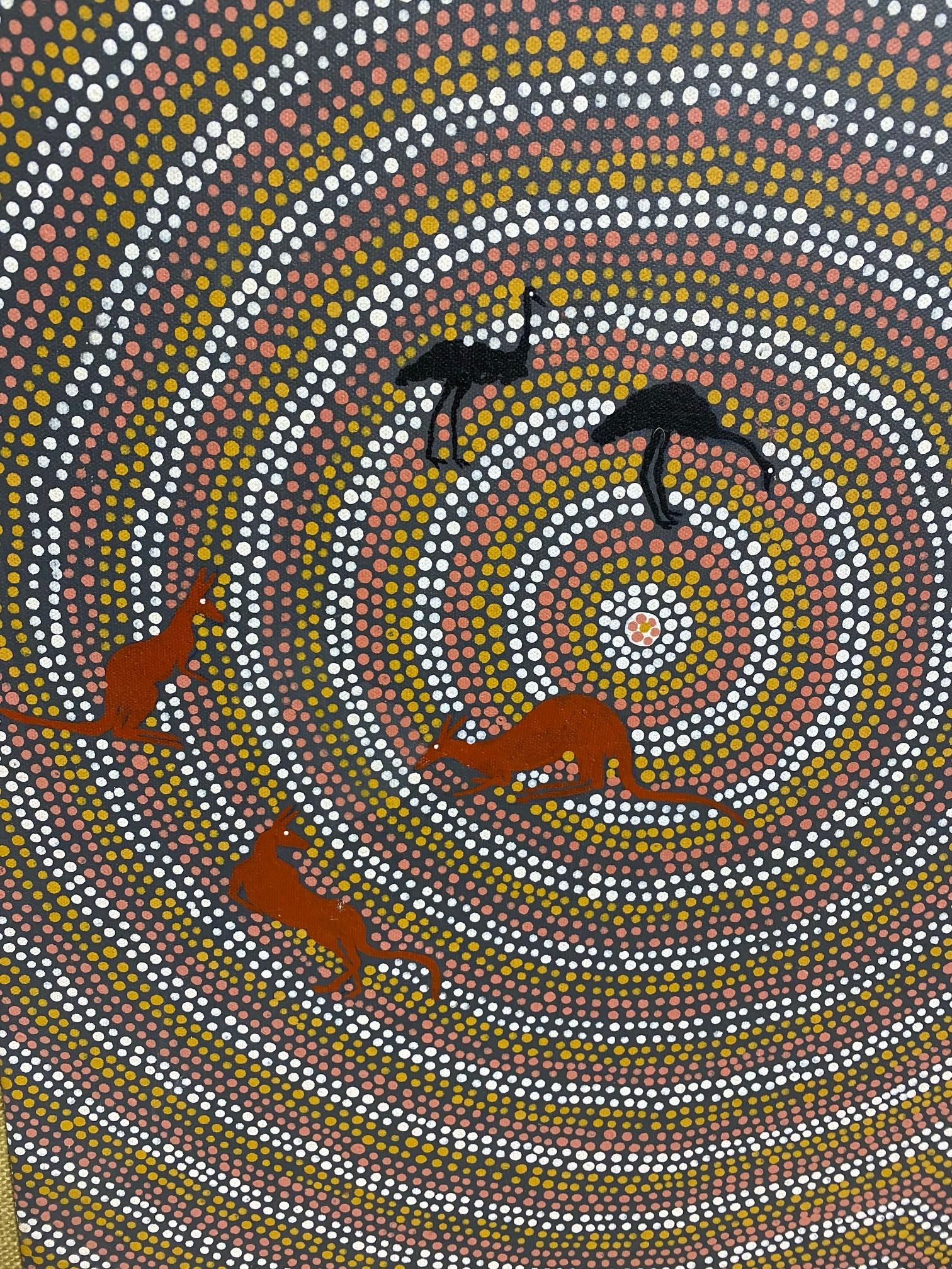 Toile Art aborigène australien Barbara Charles Napaltjarri - Peinture de chasse de rêve en vente