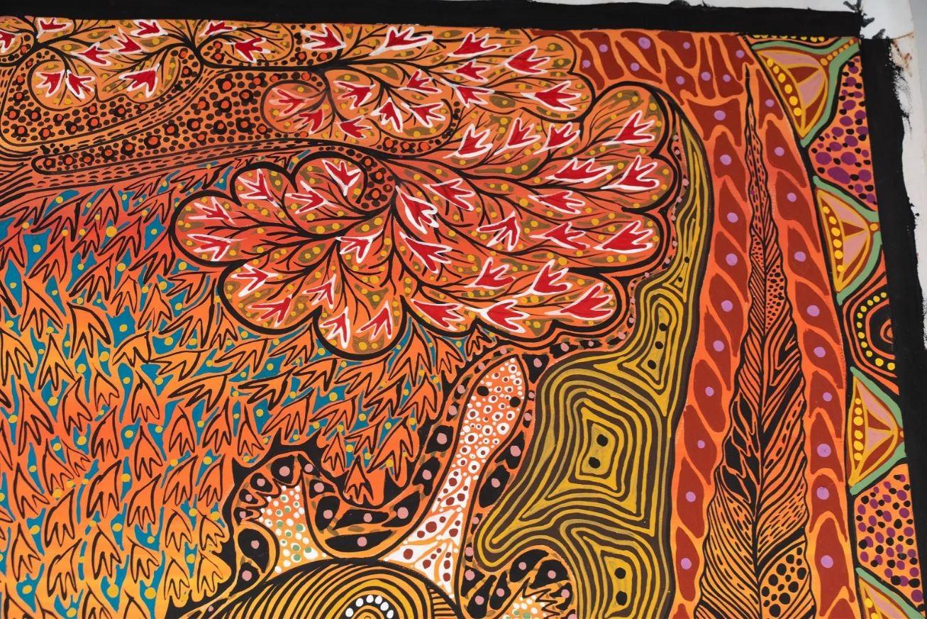 Hand-Painted Australian Aboriginal Art Benigna Ngulfundi Original Painting Crocodile Season