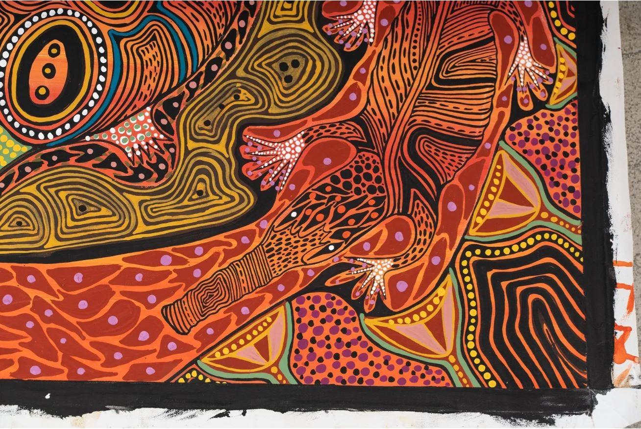 20th Century Australian Aboriginal Art Benigna Ngulfundi Original Painting Crocodile Season