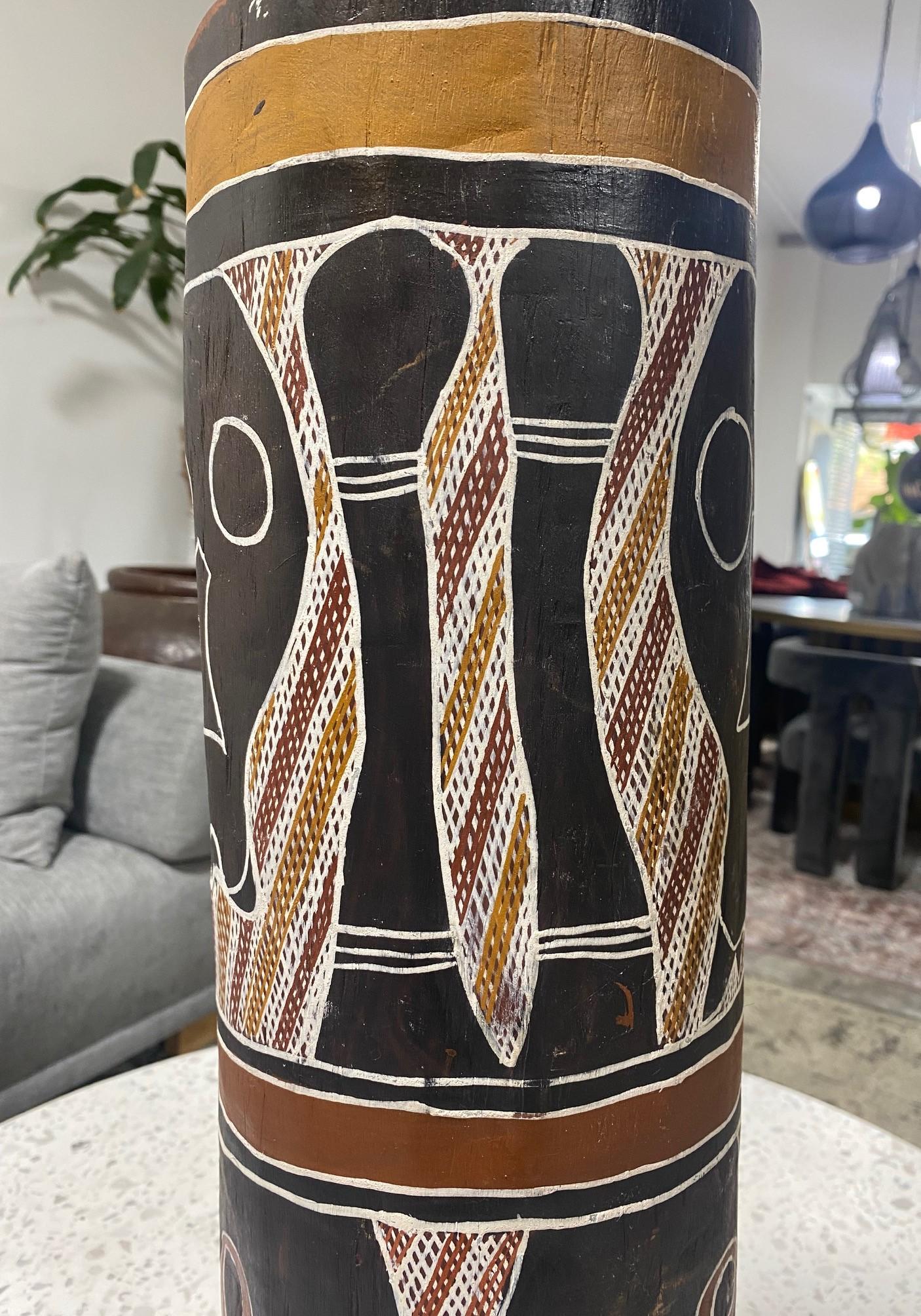 Australian Aboriginal Art Carved Wood Log Bone Totem Coffin with Skull Design For Sale 2
