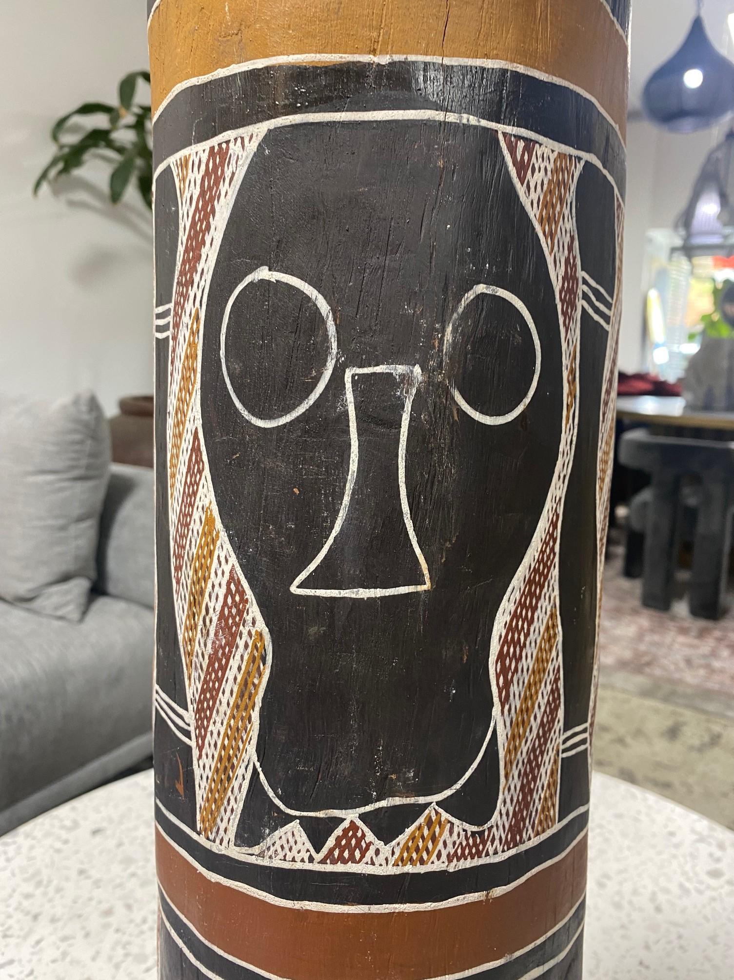 Australian Aboriginal Art Carved Wood Log Bone Totem Coffin with Skull Design For Sale 9