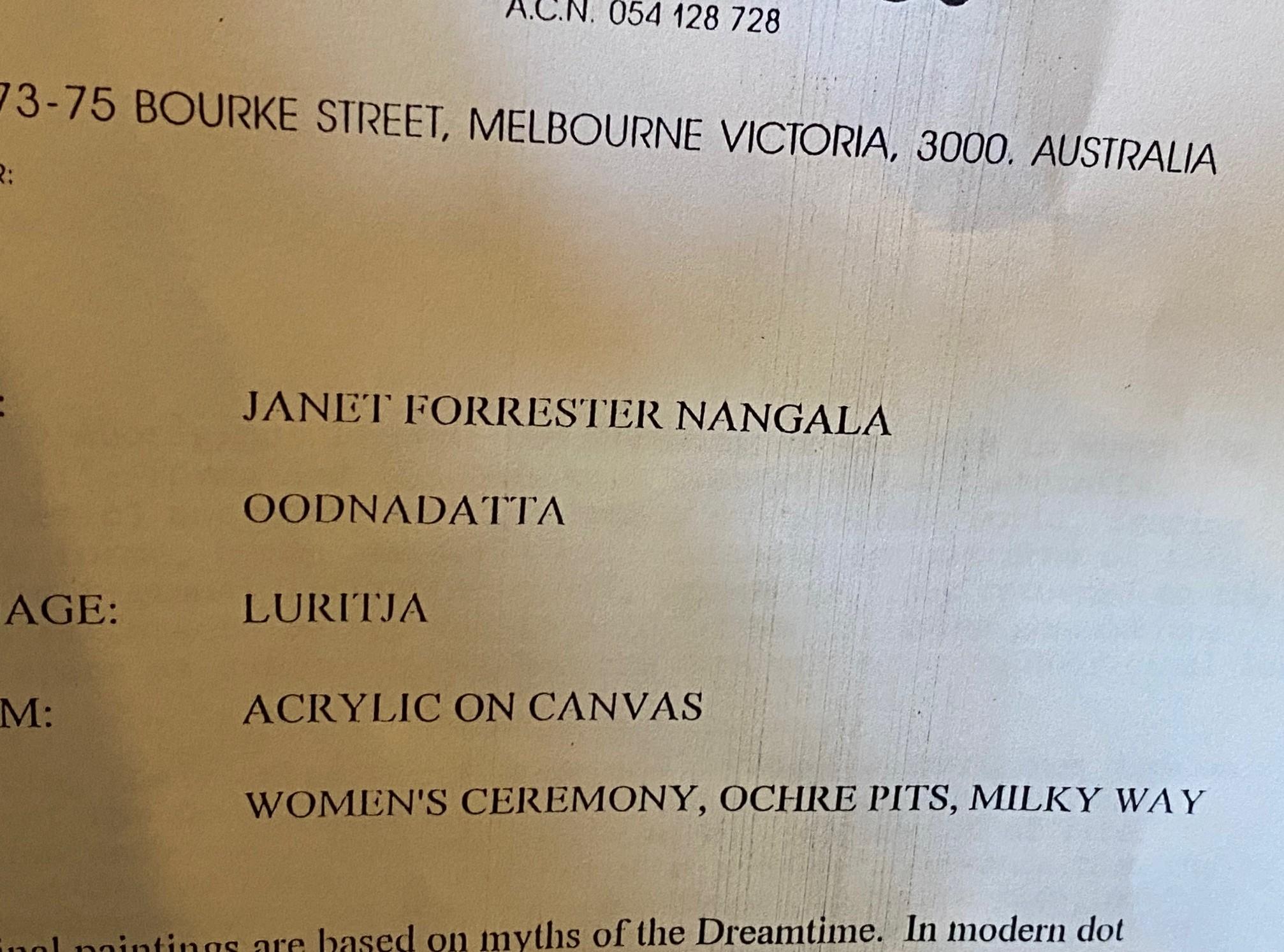 Australische Aborigine-Kunst Janet Forrester Ngala Dot Malerei Zeremonie der Frauen im Angebot 12