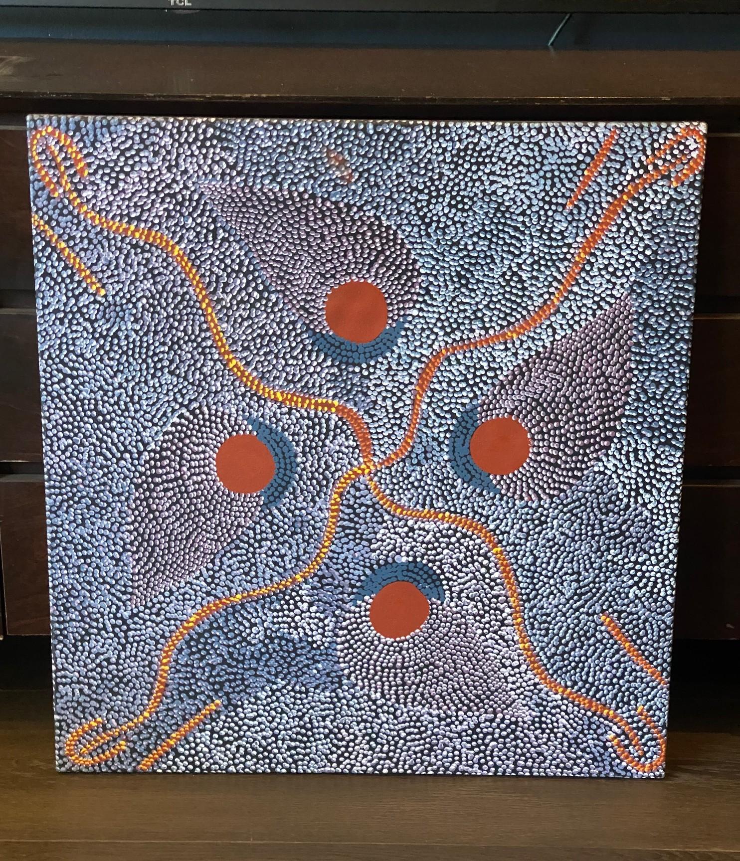 Australische Aborigine-Kunst Janet Forrester Ngala Dot Malerei Zeremonie der Frauen im Angebot 13
