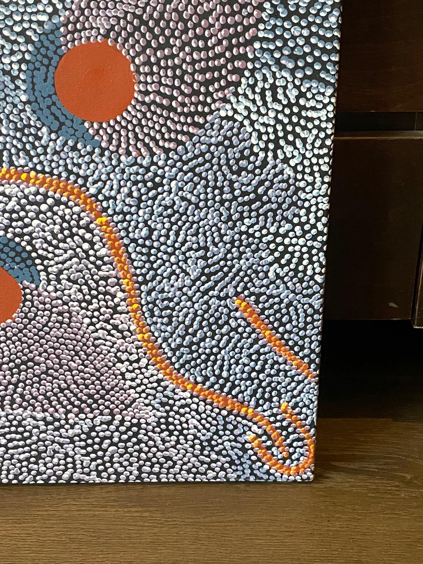 Australische Aborigine-Kunst Janet Forrester Ngala Dot Malerei Zeremonie der Frauen (Handbemalt) im Angebot