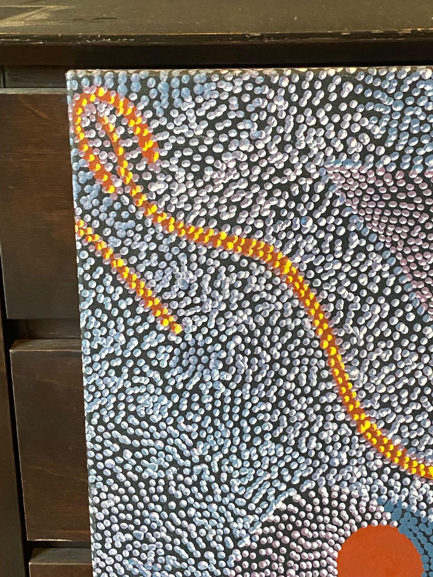 Australische Aborigine-Kunst Janet Forrester Ngala Dot Malerei Zeremonie der Frauen (Ende des 20. Jahrhunderts) im Angebot