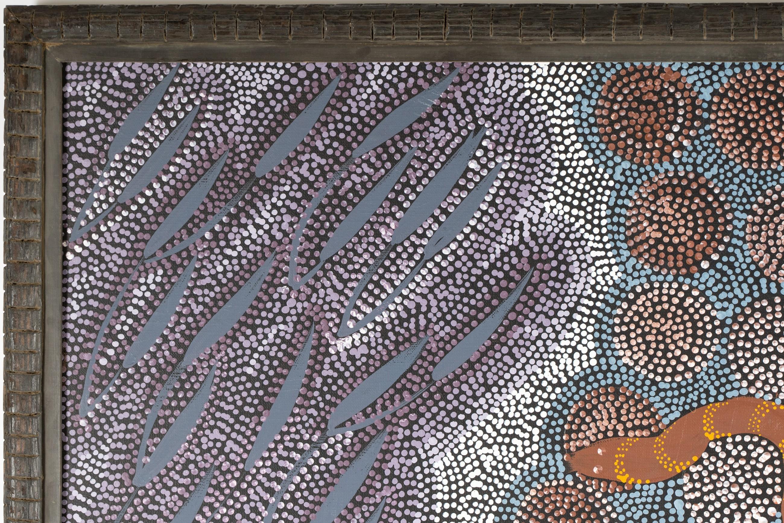 Tribal Australian Aboriginal Art Janet Forrester Ngala Painting Snake & Milky Way Dream For Sale