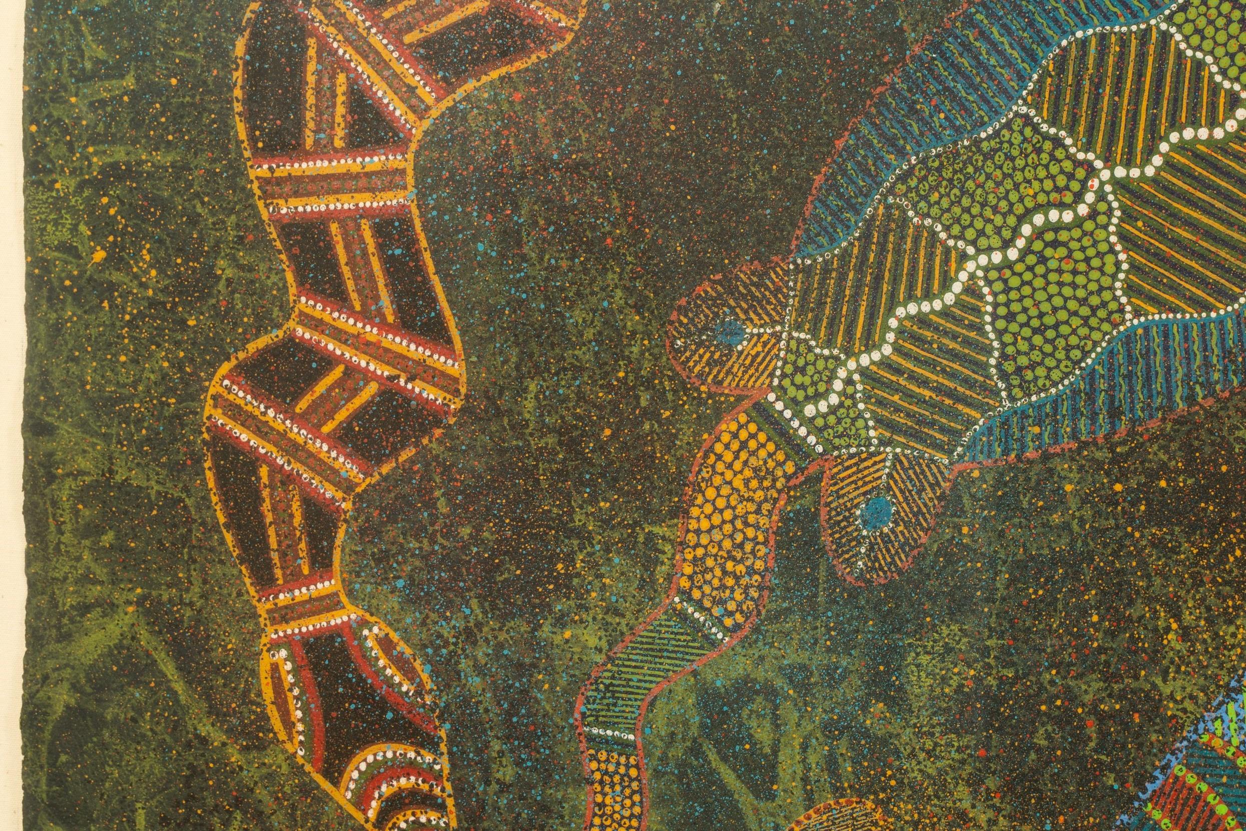 Triptyque en marlin noir d'art aborigène australien signé Leanna Wanjidari Reid en vente 5